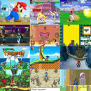 Collage de escenas de videojuegos retro famosos con personajes clásicos y niveles coloridos.