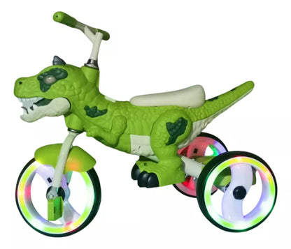 DINO T-REX TRICICLO 3 RUEDAS LLANTAS LED VERDE