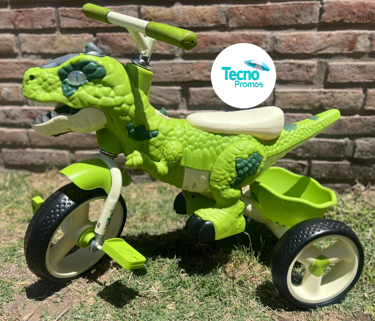 DINO T-REX TRICICLO 3 RUEDAS LLANTAS LED VERDE