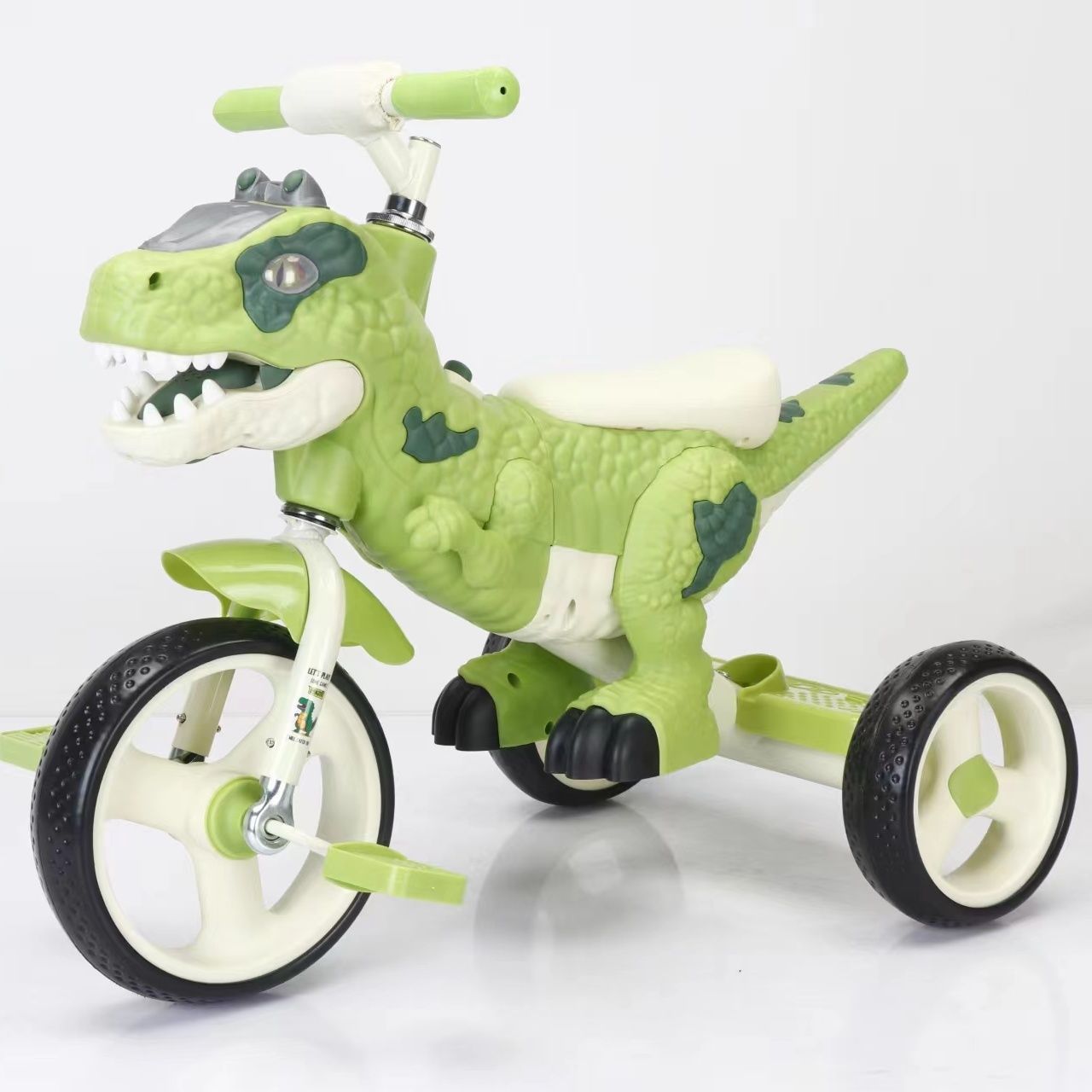 DINO T-REX TRICICLO 3 RUEDAS LLANTAS LED VERDE