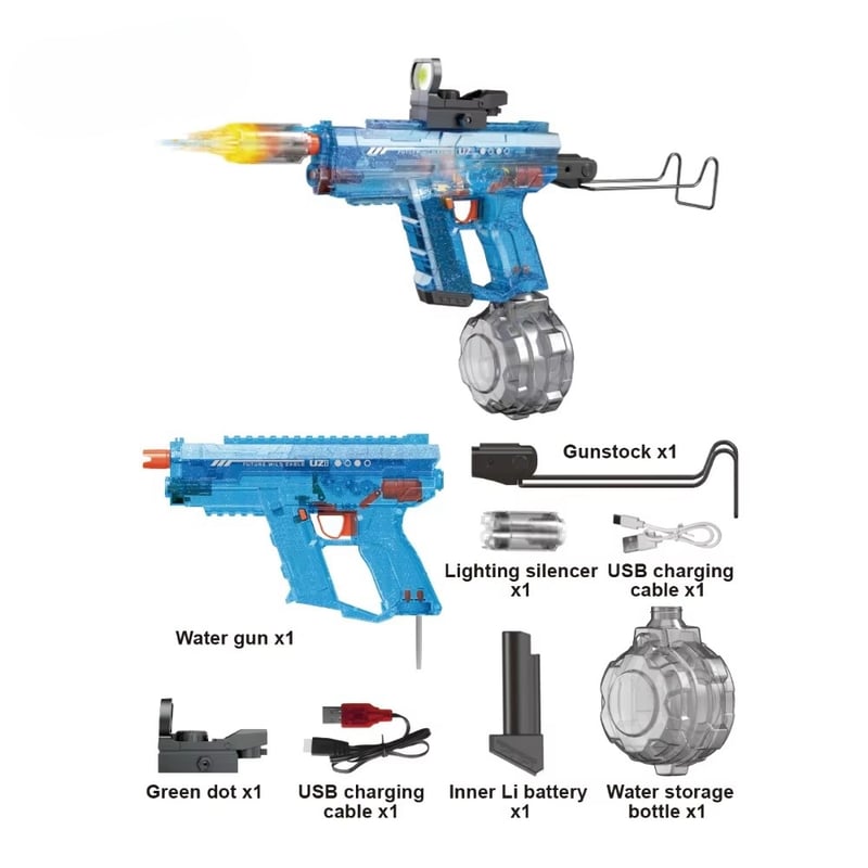 Pistola LED Recargable Lanza Agua – Diversión Iluminada para Todas las Edades