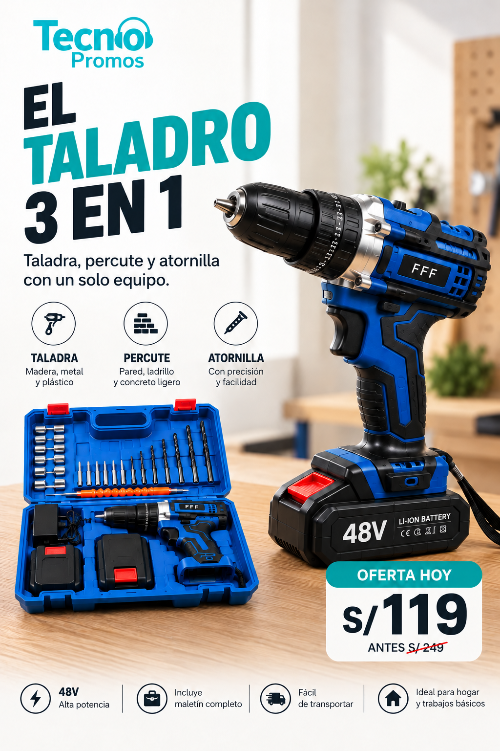 Taladro 3 en 1