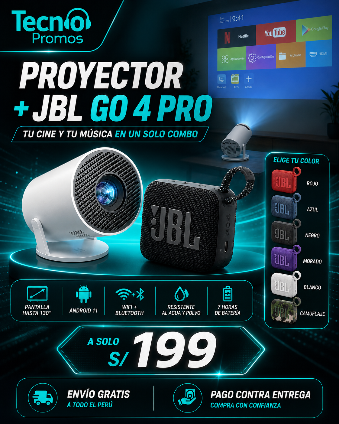 𝗣𝗥𝗢𝗬𝗘𝗖𝗧𝗢𝗥 𝟰𝗞 𝗣𝗥𝗘𝗠𝗜𝗨𝗠 + 𝗔𝗡𝗗𝗥𝗢𝗜𝗗+JBL GO4 PRO