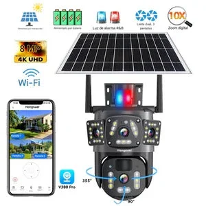 NUEVA CÁMARA TRIPLE LENTE DELUXE-Con panel solar e IA