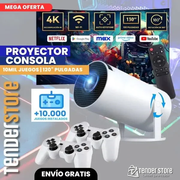 Proyector Smart 4K RetroPlay — 20,000 Juegos Incluidos