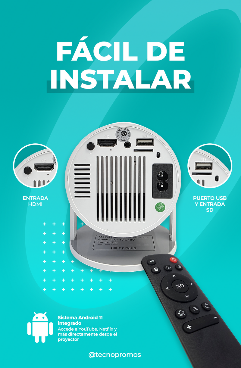 Proyector Smart 4K RetroPlay — 20,000 Juegos Incluidos — foto 3